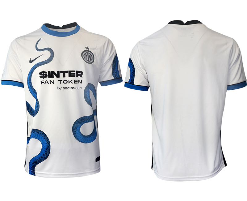 Men 2021-2022 Club Inter Milan away aaa version white blank Soccer Jersey->inter milan jersey->Soccer Club Jersey